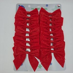 Vintage 18 Tree Bows Red Velvet Glittery -Kmart Corporation